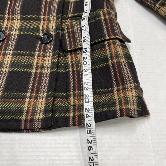 Michael Kors Y2K Jacket Womens S Brown Plaid Wool Blend Peacoat Academia Preppy - Picture 6 of 7